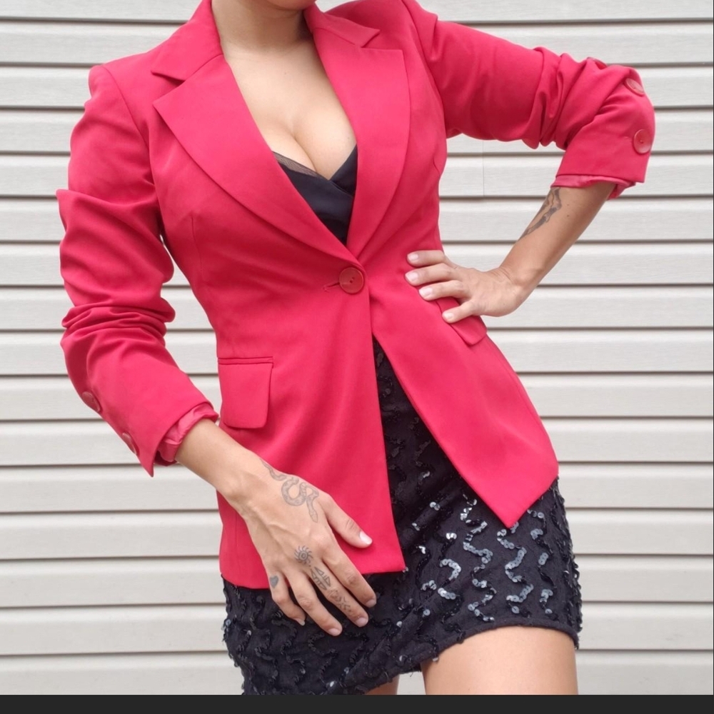 Harve Benard Red Suit Jacket Size 4p